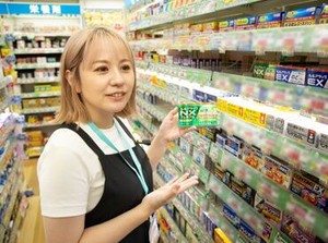 医薬品コーナーでの商品の陳列や補充、お客様対応などをお任せします。わからないことはインカムで聞いてすぐ解決できます◎