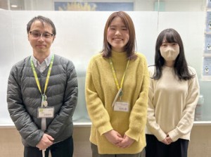 スタッフ同士はもちろんのこと、
利用者さんともお話しする機会も多いんです＊
『話すことが好き』そんな方にピッタリ☆ミ