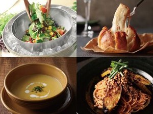 ／
あの"おじさんのドレッシング"が
トレードマークのイタリアン★*
＼
接客や料理未経験から始めたスタッフも活躍中♪
