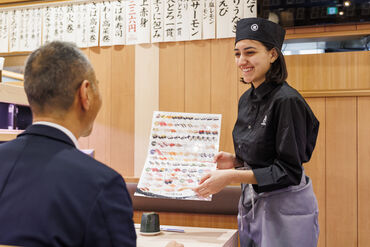 ★110円のまかないあり★
＜寿司＞がおトクに食べられます！
寿司大好きな方、大歓迎！みんなに大好評ですよ♪