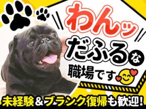 U・ω・U愛され看板犬：パグの福くんも待ってます！
いつでも職場見学OK！日勤だけの"ゆるシフト"で働けます！