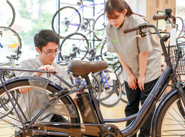 イオングループの自転車屋さん!
見かけた事がある方も多いはず!
短時間からサクッと勤務OK◎
まずは商品を覚える事から始めよう!