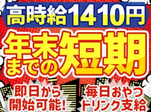 12月26日までの募集★
「モクモク作業が好き」「期間限定で働きたい」そんな方にオススメ◎もちろん経験は必要無し♪