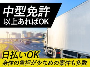 履歴書不要で気軽にスタート!
該当の免許をお持ちの方なら、
ドライバーとして働いたことがない方も大歓迎です★