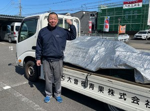 まずはは先輩スタッフと一緒に農家さんを回り、道を覚えたり、顔と名前を覚えて貰うことから♪