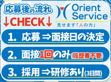 応募後の流れです！
メールにて日程調整をさせて頂くか、
電話にて面接日の設定をお願い�致します。